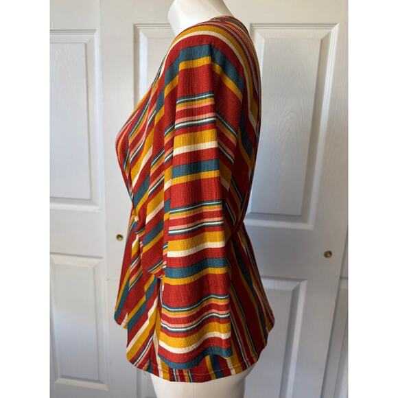 Willow & Root Striped Cinched Blouse - Autumn Chic - Picture 2 of 8